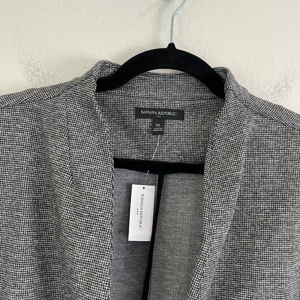NEW $120 Banana Republic Womens‎ XL Collarless One Button Blazer Stretch Jacket